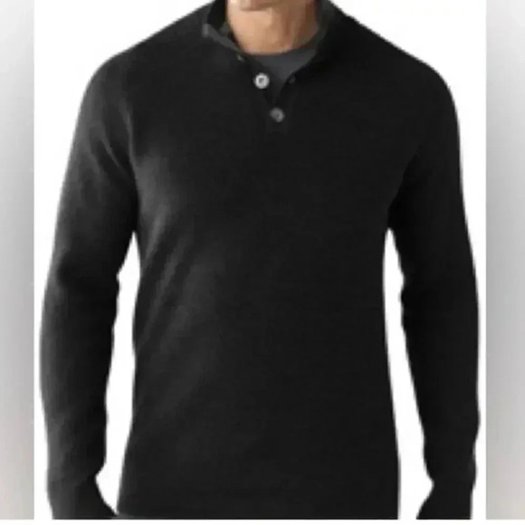 SmartWool Lathrop Sweater Men’s Size Small Navy 1/4 Button 100% Merino Wool - Picture 6 of 7
